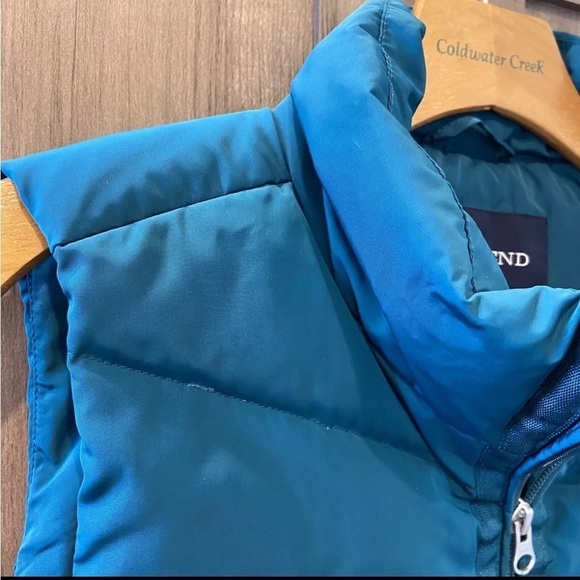Lands End Medium Goose Down Puffer Vest zip teal green - Picture 3 of 9